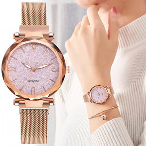 Rose Gold Women Watch 2020 Top Brand Luxury Magnetic Starry Sky Lady Wrist Watch Mesh Female Clock For Dropship relogio feminino