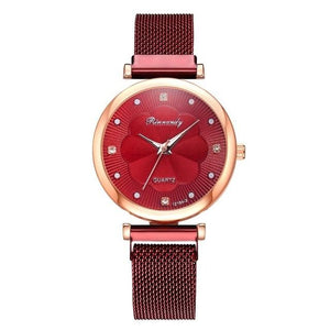 Fashion 5pcs Set Women Watches Luxury Magnet Buckle Flower Rhinestone Watch Ladies Quartz Wrist Watch Bracelet Set Reloj Mujer