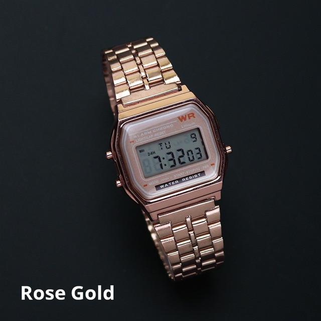 Rose Gold Silver Watches Men Watch Electronic Digital Display Retro Style Clock Men's Relogio Masculin Reloj Hombre homme